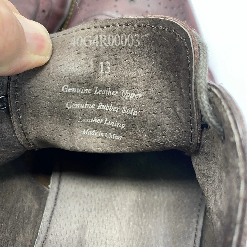 Joseph Abboud Wingtip Oxford Mens 13 Burgundy Leather Brogue Dress Shoes Classic